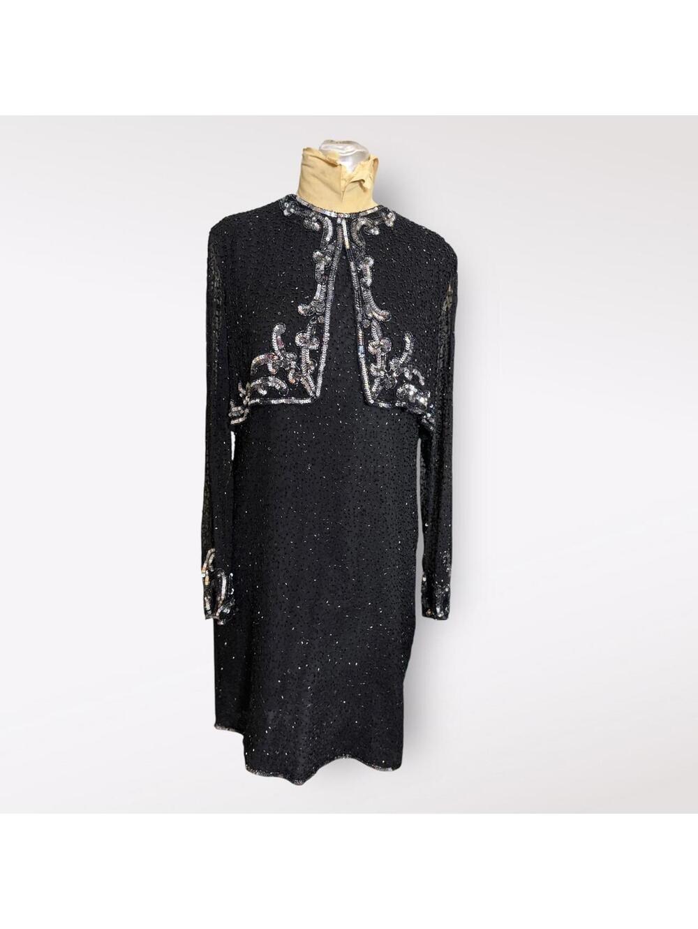 Brilliante Black Silk Embellished Dress